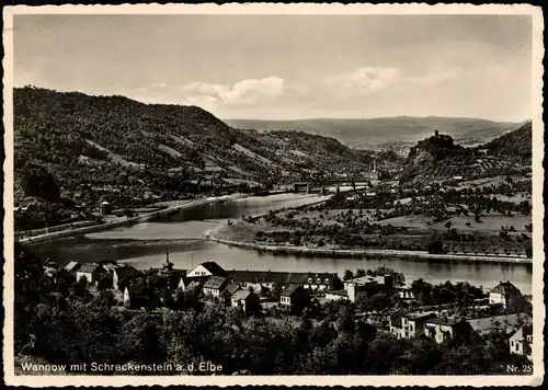 Wannow-Aussig Vaňov Ústí Labem (Ustji, Ustjiss) Blick ins Elbtal Fotokarte 1940