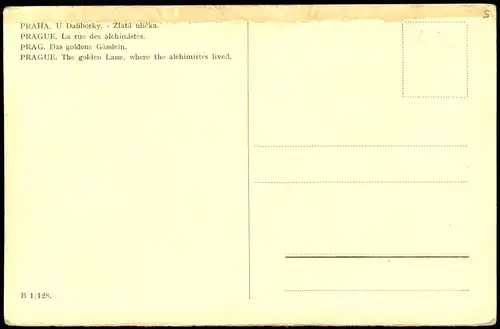 Postcard Prag Praha Goldenes Gässchen|Zlatá ulička 1940