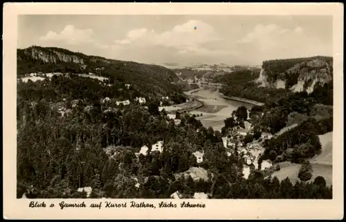 Ansichtskarte Rathen Panorama-Ansicht Blick v. Gamrich zur Elbe 1959/1956