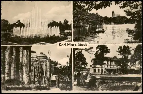 Chemnitz Karl-Marx-Stadt DDR Mehrbildkarte u.a. Hauptbahnhof 1953