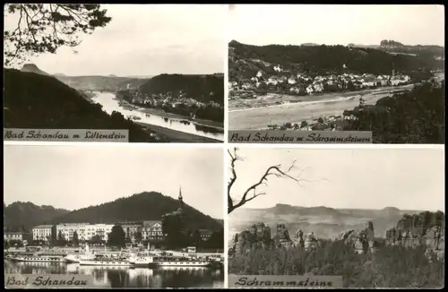 Ansichtskarte Bad Schandau DDR Mehrbildkarte mit 4 Umland-Ansichten 1962