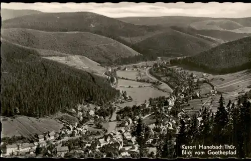 Ansichtskarte Manebach-Ilmenau Blick vom Goethepfad 1961