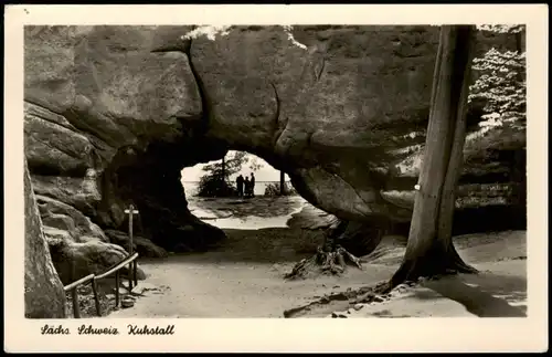 Ansichtskarte .Sachsen Sächs. Schweiz Felsenpartie Kuhstall 1956
