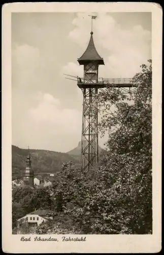 Ansichtskarte Bad Schandau Ortsansicht mit Fahrstuhl 1955