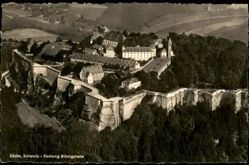 Königstein (Sächsische Schweiz) Festung Königstein  Vogelschau-Perspektive 1958