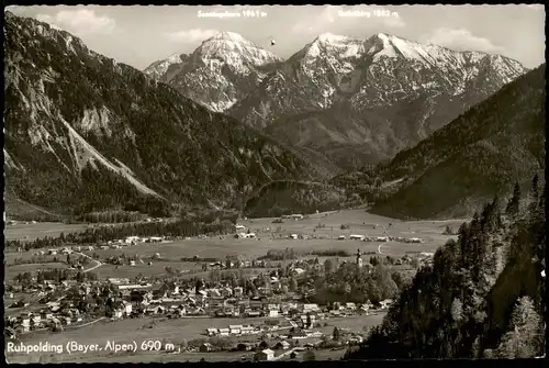 Ansichtskarte Ruhpolding Panorama-Ansicht Blick Alpen Berge 1957