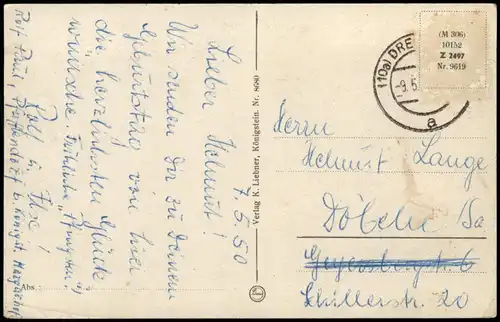 Königstein (Sächsische Schweiz) Stadt mit Lilienstein (Sächs. Schweiz) 1950