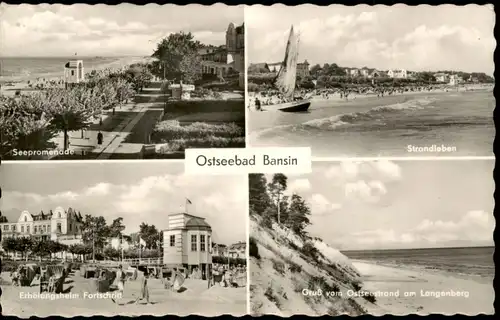 Bansin-Heringsdorf Usedom DDR Mehrbild-AK Strand Erholungsheim, Langenberg 1964
