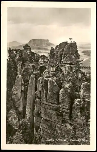 Ansichtskarte Rathen Basteibrücke in der Sächsischen Schweiz 1953