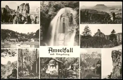 Rathen Amselfall (Elbsandsteingebirge) und Umgebung DDR Mehrbild-AK 1961