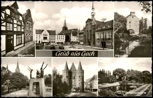 Ansichtskarte Goch Roggenstraße, Markt Ehrenmal 1965