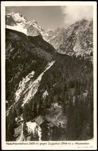 Grainau Naturfreundehaus (1600 m) gegen Zugspitze (2964 m) u. Waxenstein 1951