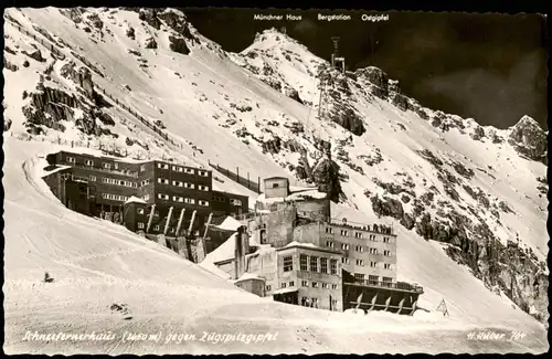 Grainau Zugspitze - Wettersteingebirge Schneefernerhaus bei Nacht 1953