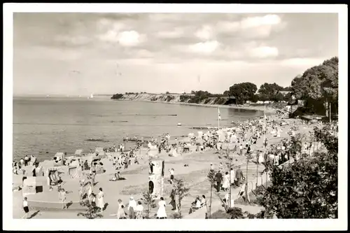 Ansichtskarte Niendorf-Timmendorfer Strand Strandleben 1955 gel Notopfer Berlin