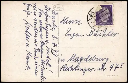 Ansichtskarte .Mecklenburg-Vorpommern Dünenpartie 1943  gel. Stempel Baabe