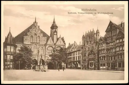 Ansichtskarte Hildesheim Rathaus, Tempelherren- u. Wedekindhaus 1929