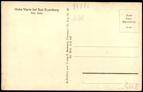 Ansichtskarte Elgersburg Hohe Warte Thüringer Wald 1955