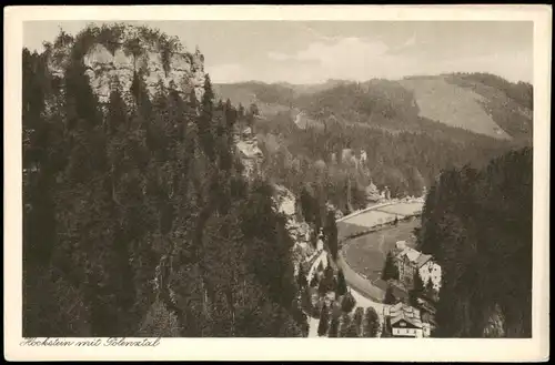 Hohnstein (Sächs. Schweiz) Sächs. Schweiz, Hockstein mit Polenztal 1928