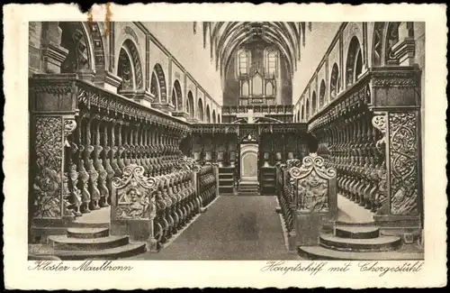 Ansichtskarte Maulbronn Hauptschiff mit Chorgestühl 1932