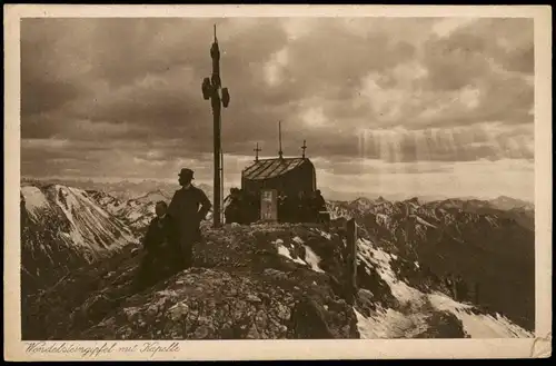 Ansichtskarte Bayrischzell Wendelstein (1838 m) Kapelle Wanderer 1922