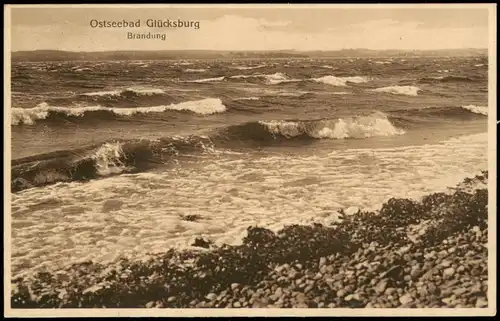 Ansichtskarte Glücksburg (Ostsee) Lyksborg Brandung 1925