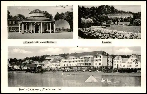 Horn-Bad Meinberg Mehrbild-AK Kurpark, Kurheim, Partie am See 1967