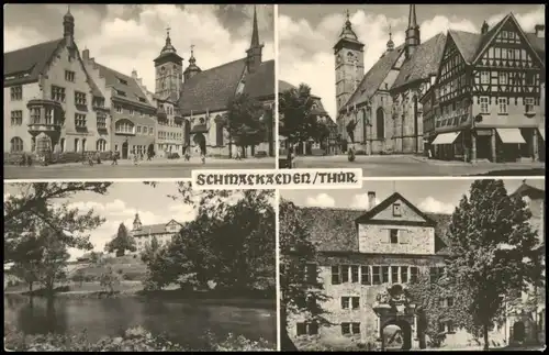 Ansichtskarte Schmalkalden DDR Mehrbildkarte mit 4 Stadtteilansichten 1958