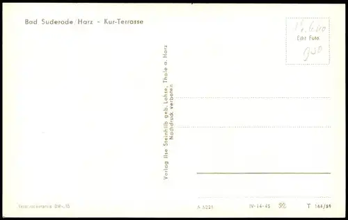 Ansichtskarte Bad Suderode Harz Kur-Terrasse 1955