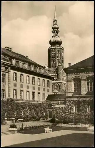 Ansichtskarte Greifswald Universität mit Dom St. Nicolai zur DDR-Zeit 1959