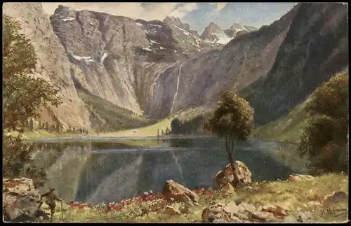 Schönau am Königssee Obersee mit Kauner- und Röthswand und Teufelshörnern 1920