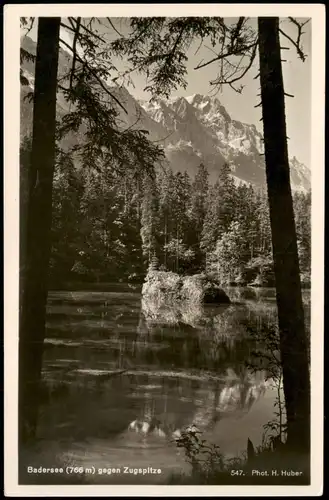 Ansichtskarte Grainau Badersee gegen Zugspitze 1936