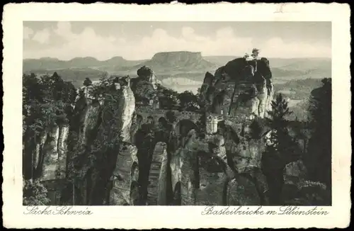 Ansichtskarte Rathen Basteibrücke - Sächsische Schweiz 1922