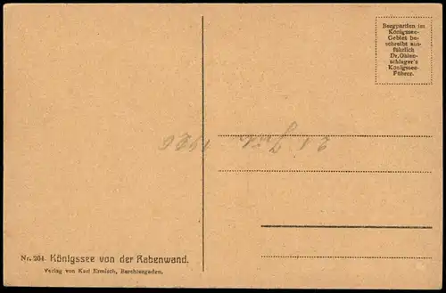 Ansichtskarte Schönau am Königssee Königssee von der Rabenwand 1920