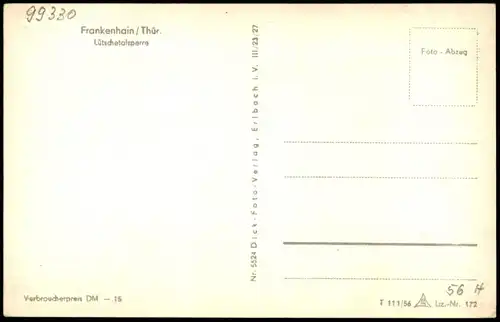 Ansichtskarte Frankenhain Lütschetalsperre in Thüringen 1956