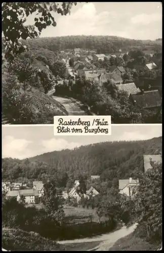 Rastenberg (Thüringen) DDR 2-Bild-AK Panorama-Ansichten Blick vom Burgberg 1966