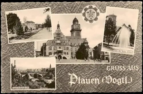 Plauen (Vogtland) DDR Mehrbild-AK Dittrichplatz, Platz der Roten Armee uvm. 1960