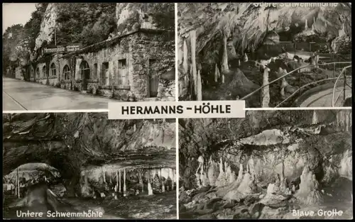 Rübeland DDR Mehrbildkarte Hermanns-Höhle Tropfsteinhöhle 1959