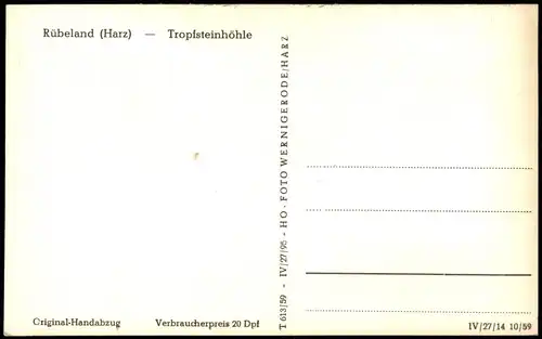Rübeland DDR Mehrbildkarte Hermanns-Höhle Tropfsteinhöhle 1959