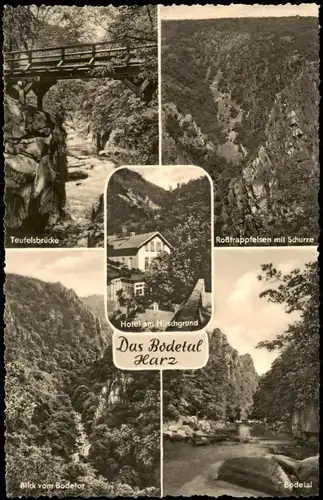 Treseburg DDR mit Hotel am Hirschgrund, Roßtrappfelsen mit Schurre 1961