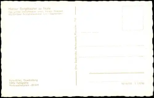 Ansichtskarte Thale (Harz) Harzer Bergtheater zu Thale 1959