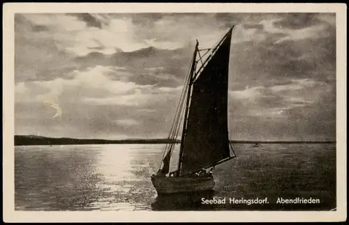 Heringsdorf Usedom Seebad a.d. Ostsee Abendfrieden Kleines Segelschiff 1953