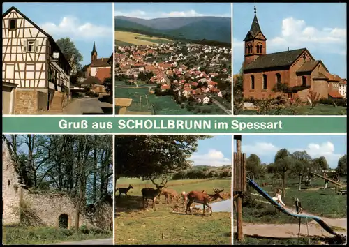Schollbrunn-Waldbrunn (Odenwald) Straßen, Kirche, Spielplatz 1987