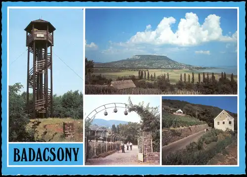 Postcard Badacsony Stadt, Turm, Weinberg 1975