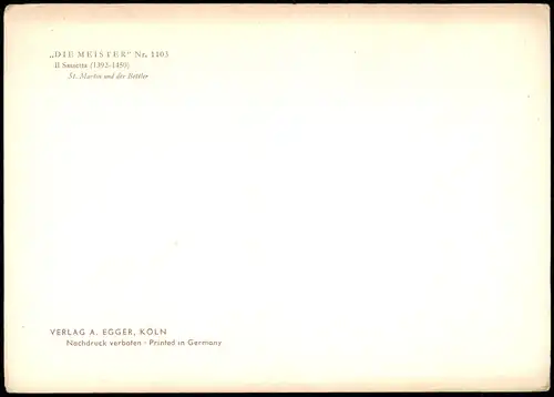 Künstlerkarte: Gemälde „DIE MEISTER" Il Sassetta   Martin und der Bettler 1980