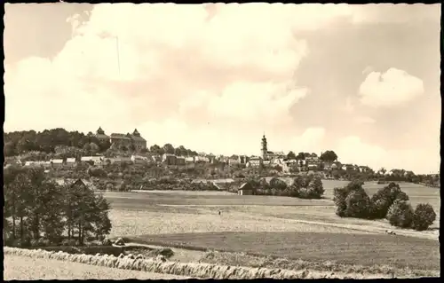 Augustusburg Erzgebirge Blick vom Osten auf Stadt und die Burg 1957