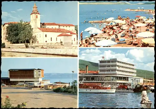 Postcard Crikvenica Cirquenizza Hotels, Stadt, Strand 1988