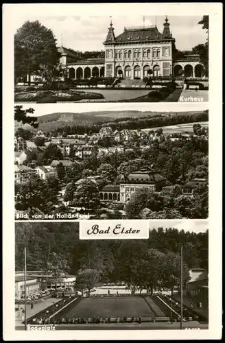 Bad Elster DDR Mehrbildkarte mit Kurhaus, Badeplatz, Blick Holländerei 1956/1955