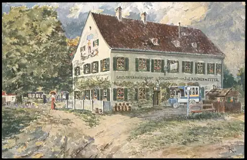Ansichtskarte Oberföhring J. Kronenwetter, Schloßwirt - Gasthaus 1922