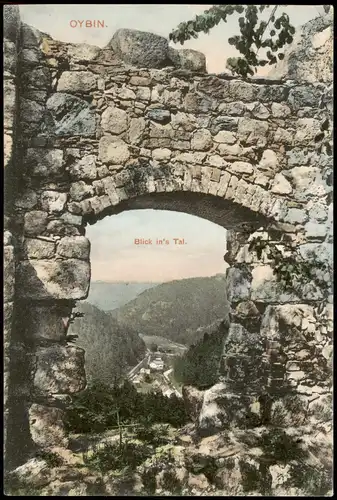 Ansichtskarte Oybin Blick in's Tal. Handcolorierte AK 1907