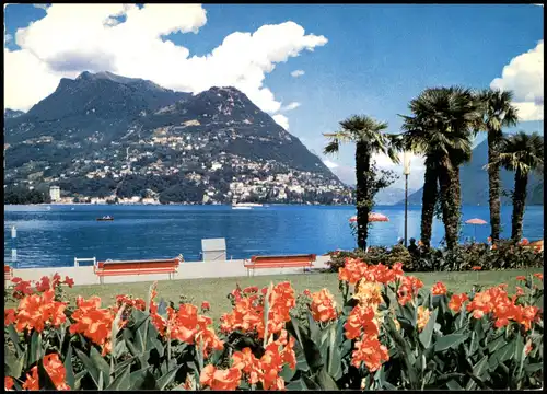 Ansichtskarte Lugano Lugano-Paradiso Panorama mit Monte Brè 1980